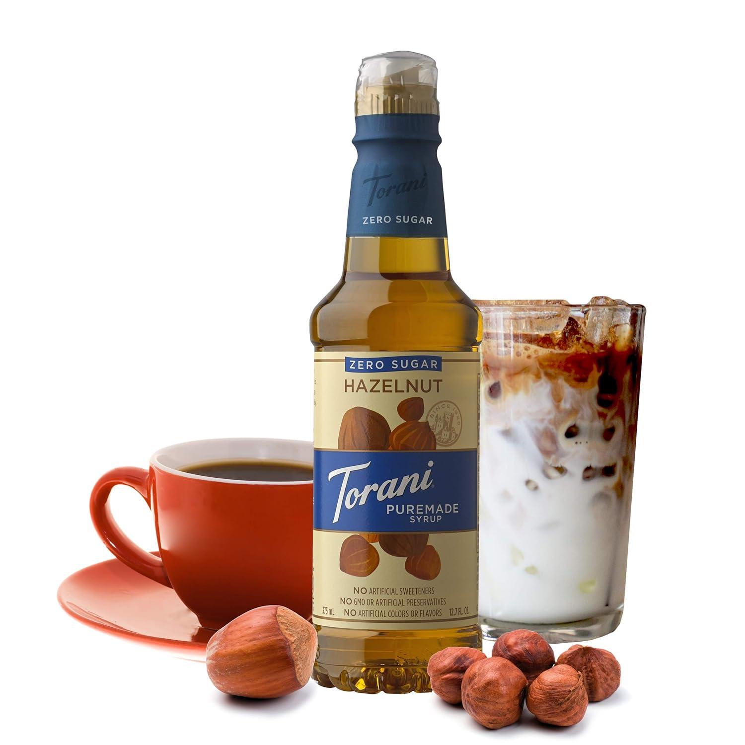 image:imageTorani Puremade Zero Sugar Syrup Caramel 127 Ounce Pack of 4Sugar Free Hazelnut