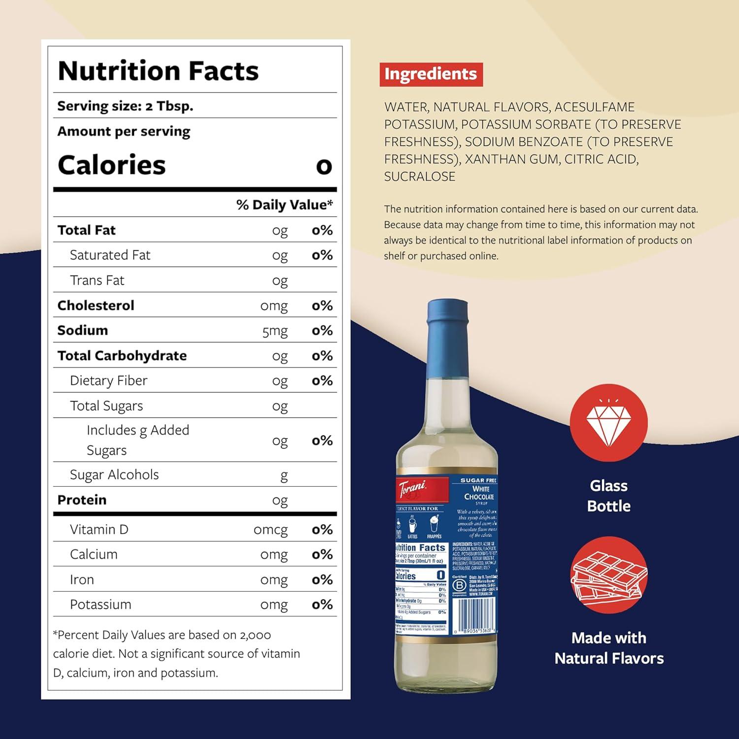 image:imageTorani Syrup Bundle Sugar Free Vanilla and Pump 254 fl oz Bottle Pack of 4Sugar Free White Chocolate