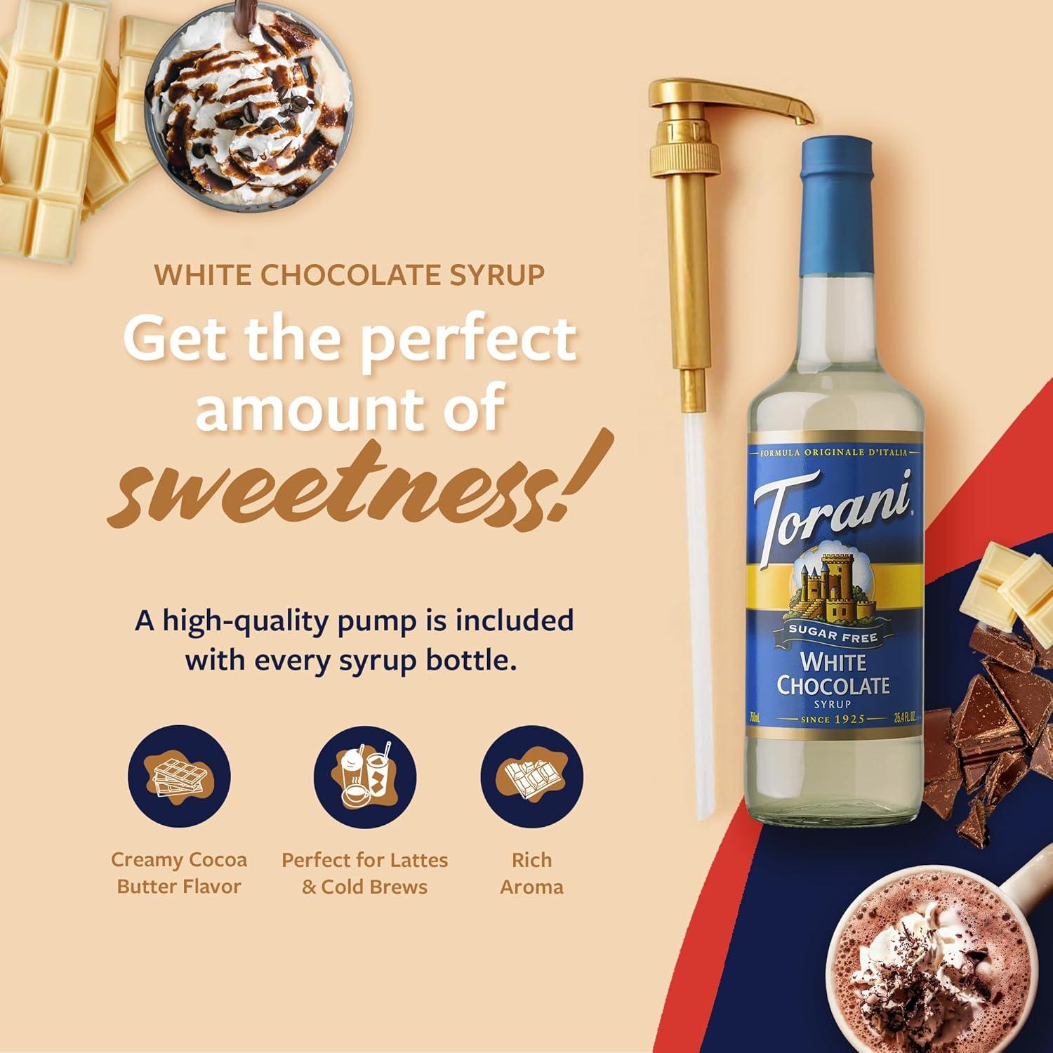 image:imageTorani Syrup Bundle Sugar Free Vanilla and Pump 254 fl oz Bottle Pack of 4Sugar Free White Chocolate