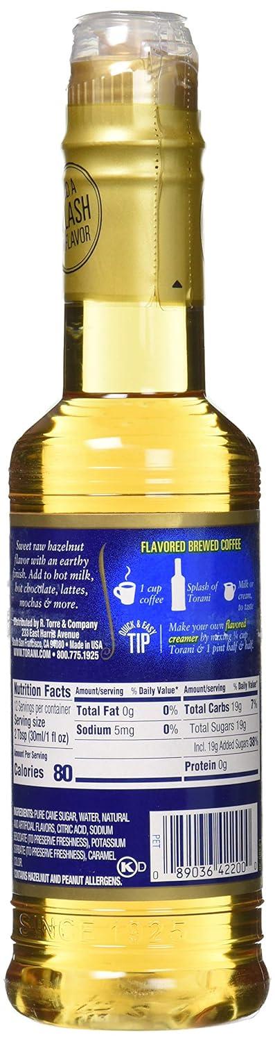 image:imageTorani Syrup Coffeehouse Variety Pack 4 127 Ounce Bottles Vanilla Salted Caramel Classic Hazelnut Irish CreamClassic Hazelnut