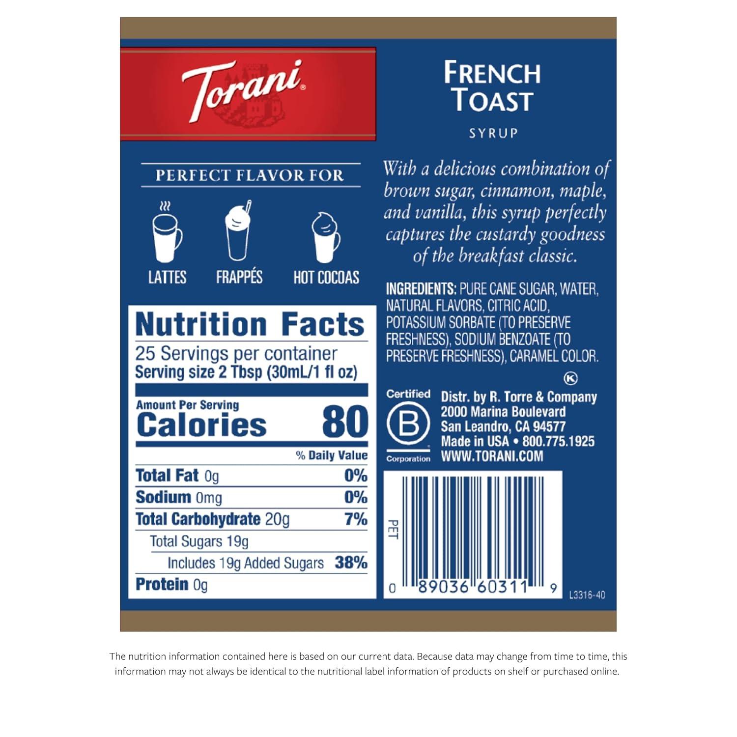 image:imageTorani Syrup French Vanilla 254 Ounces Pack of 4French Toast