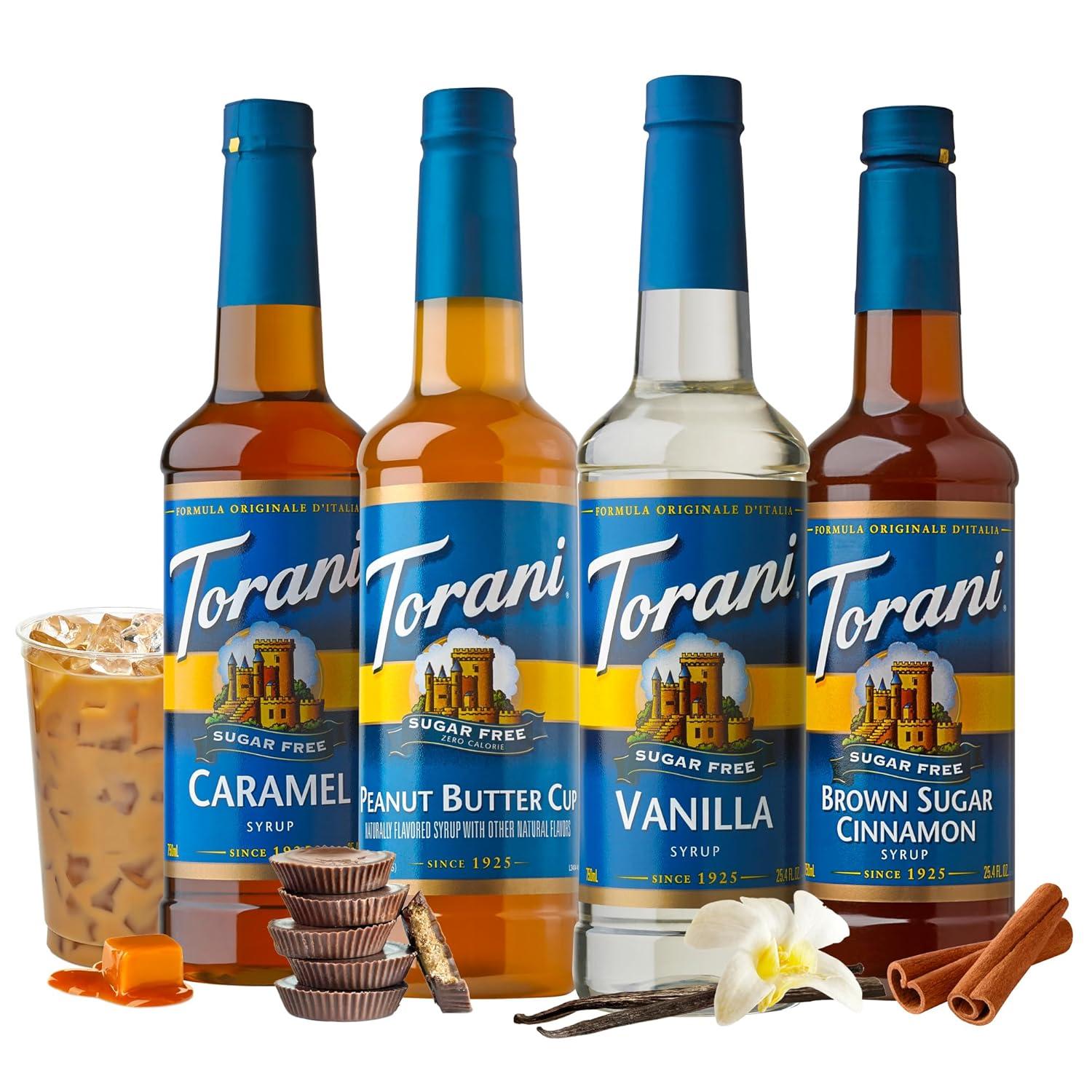image:imageTorani Syrup Variety Packs Sugar Free Holiday Favorites 254 fl oz Set of 4Caramel Peanut Butter Cup Vanilla Brown Sugar Cinnamon