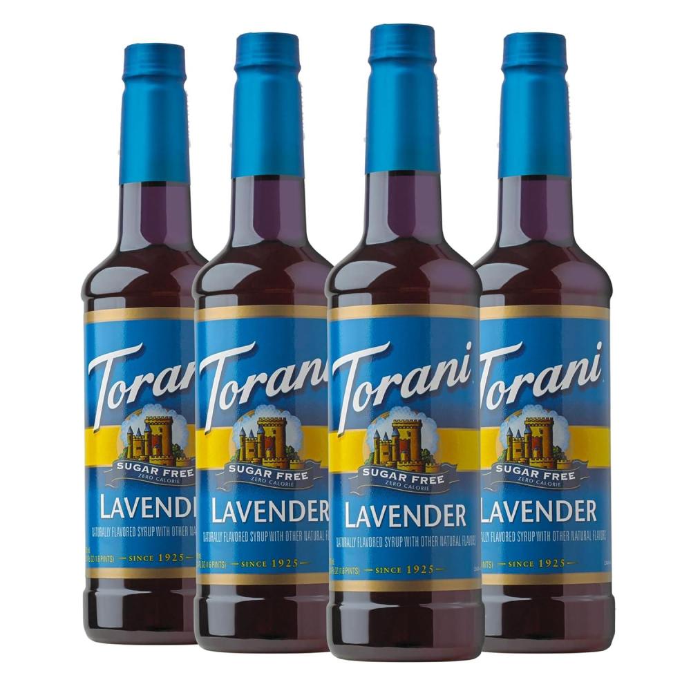 image:imageTorani Sugar Free Syrup Lavender Flavored Syrup for Drinks 254 Fl Oz Pack of 4