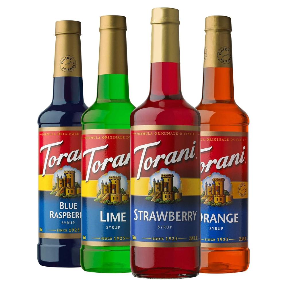 image:imageTorani Syrup Variety Packs Holiday Favorites 254 fl oz Set of 4 Vanilla Toasted Marshmallow Peppermint Pumpkin PieBlue Raspberry Lime Strawberry Orange