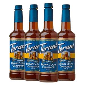 Torani Syrup Bundle, Sugar Free Vanilla and Pump, 25.4 fl oz Bottle (Pack of 4)(Brown Sugar Cinnamon)
