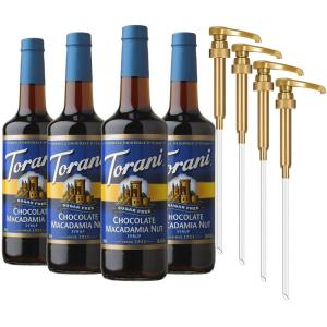 Torani Syrup Bundle, Sugar Free Vanilla and Pump, 25.4 fl oz Bottle (Pack of 4)(Sugar Free Chocolate Macadamia Nut)