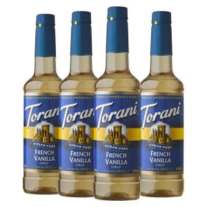 Torani Syrup Bundle, Sugar Free Vanilla and Pump, 25.4 fl oz Bottle (Pack of 4)(Sugar Free French Vanilla)