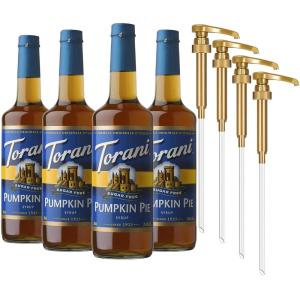Torani Syrup Bundle, Sugar Free Vanilla and Pump, 25.4 fl oz Bottle (Pack of 4)(Sugar Free Pumpkin Pie)