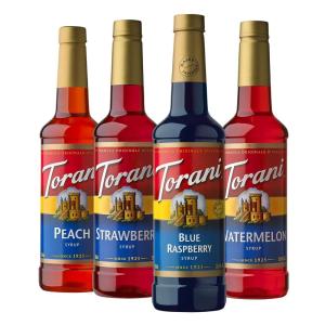 Torani Syrup Variety Packs, Holiday Favorites, 25.4 fl oz (Set of 4) Vanilla, Toasted Marshmallow, Peppermint, Pumpkin Pie(Blue Raspberry  Strawberry  Peach  Watermelon)