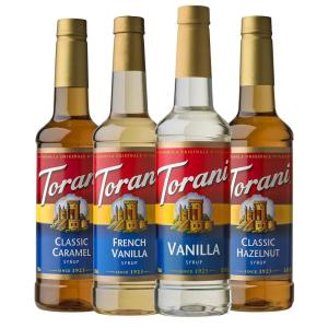 Torani Syrup Variety Packs, Holiday Favorites, 25.4 fl oz (Set of 4) Vanilla, Toasted Marshmallow, Peppermint, Pumpkin Pie(Caramel  French Vanilla  Vanilla  Hazelnut)