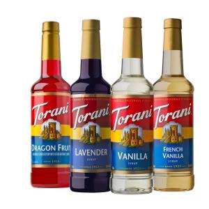 Torani Syrup Variety Packs, Holiday Favorites, 25.4 fl oz (Set of 4) Vanilla, Toasted Marshmallow, Peppermint, Pumpkin Pie(Dragon Fruit  Lavender  Vanilla  French Vanilla)