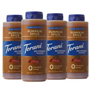 Torani Zero Calorie Caramel Dessert & Drink Sauce, 12.8 fl oz (Pack of 4)(Zero Calorie Pumpkin Spice)